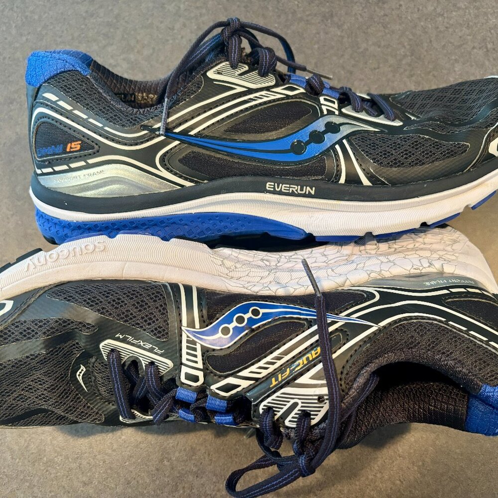 ~~Saucony Omni 15 Men's Running  Cushioning Mesh Shoes Blue/Gray/Black Size 9.5